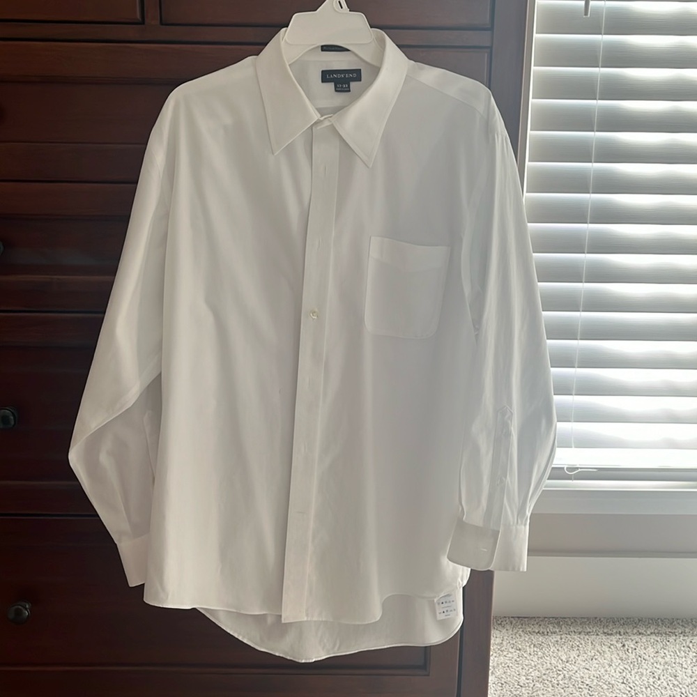 Men’s White Lands End Oxford